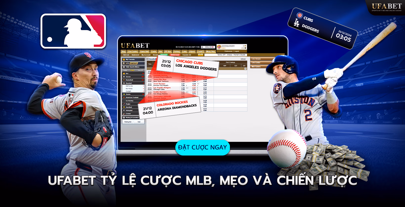Tỷ lệ cược, mẹo và chiến lược cá cược MLB trên Ufabet