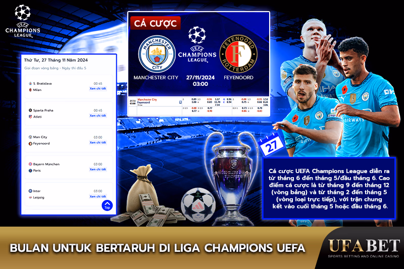 Các tháng có thể cá cược UEFA Champions League