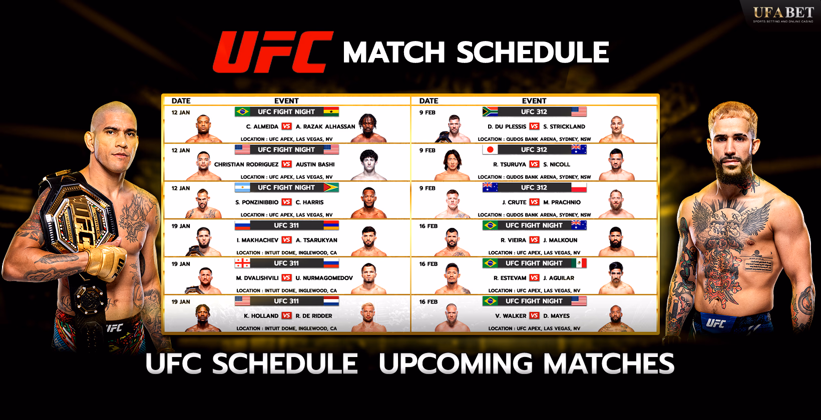 Upcoming UFC Fight Schedule