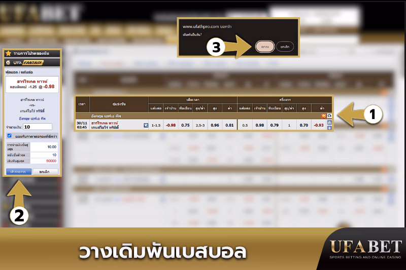 ขั้นตอนการวางเดิมพันในกีฬาเบสบอล