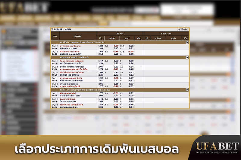 การเดิมพันกีฬาเบสบอลแบบต่างๆ