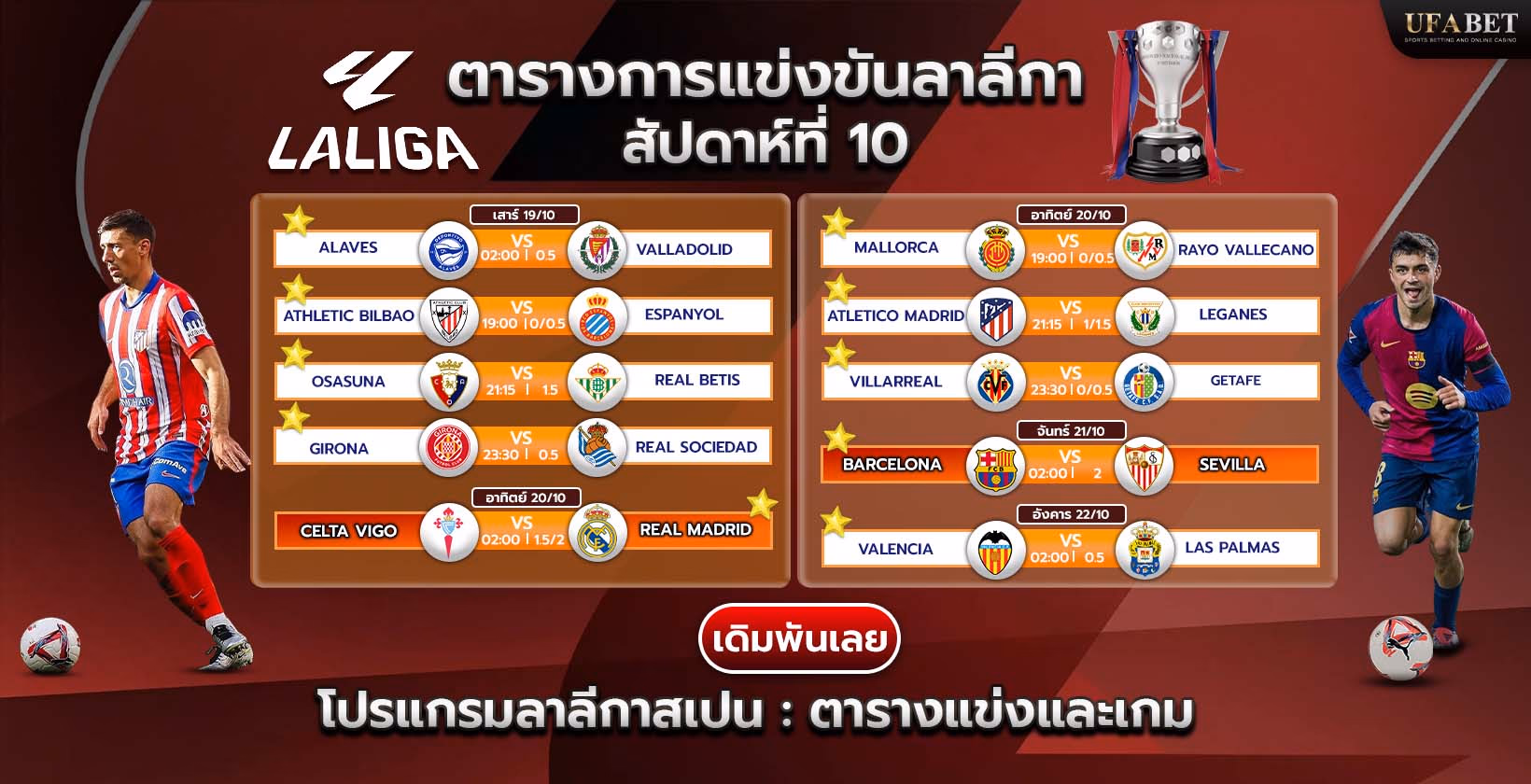 โปรแกรมการแข่งขันและตารางแข่งลาลีกา