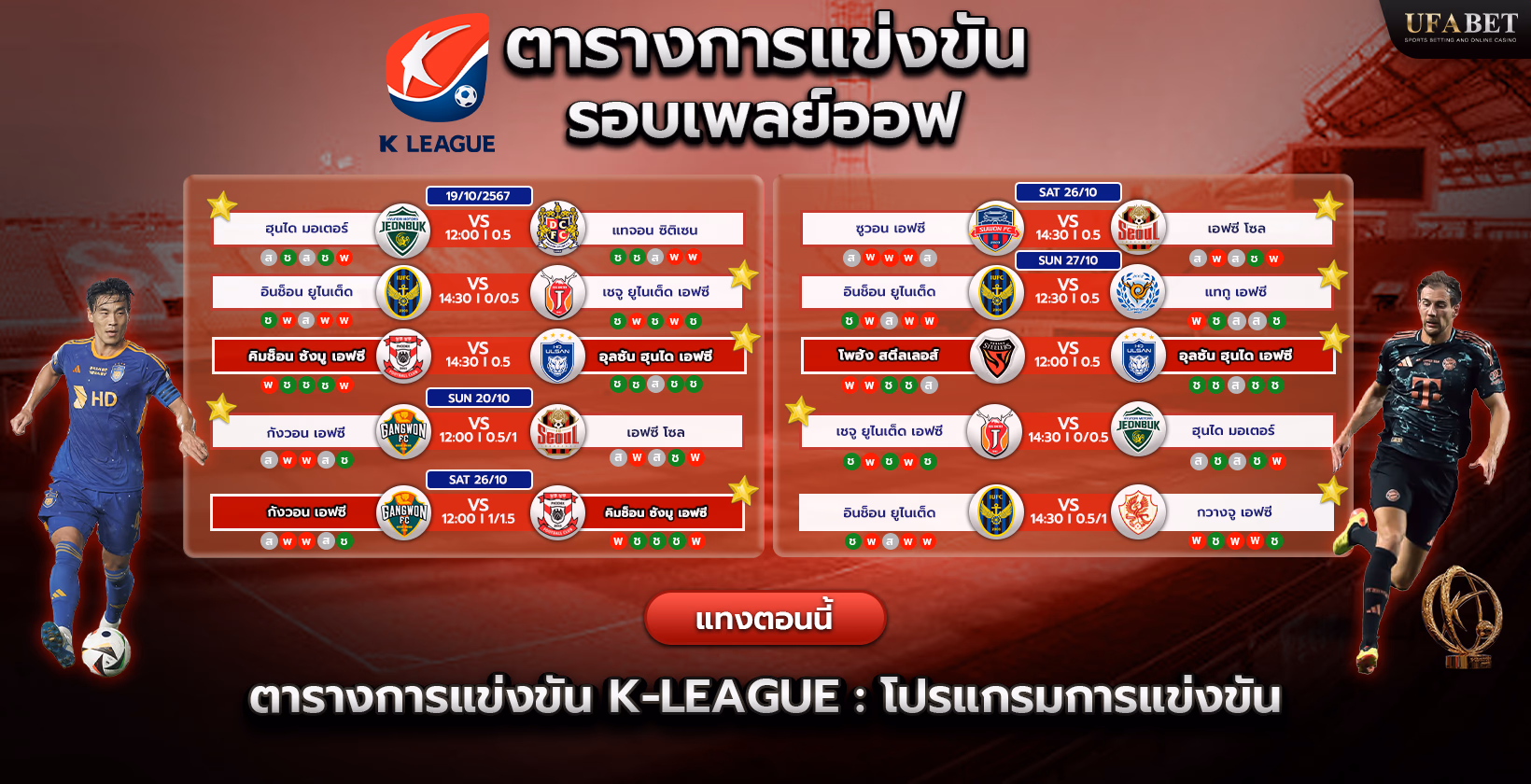 โปรแกรมการแข่งขันและตารางแข่งเคลีก 1