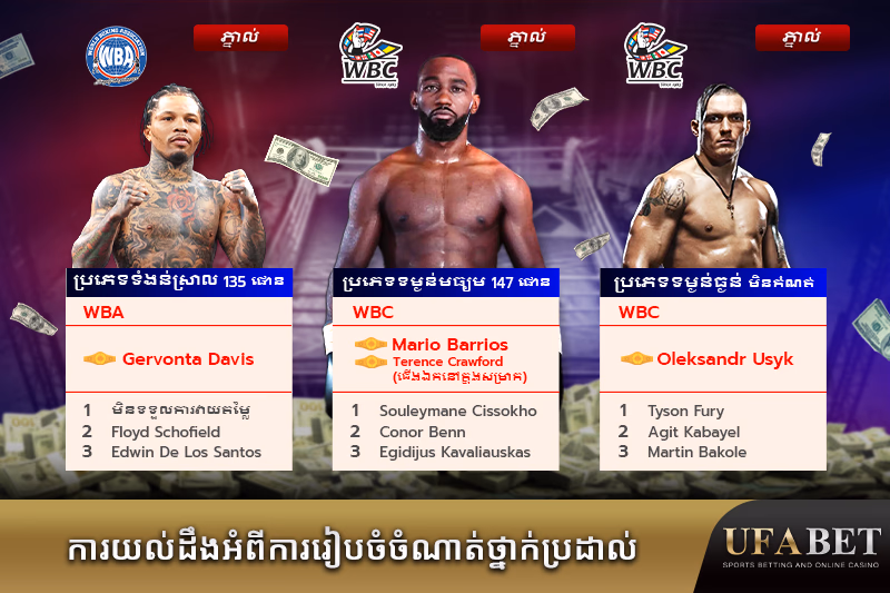 ចំណាត់ថ្នាក់អ្នកប្រដាល់នៅក្នុងម្នាក់ៗថ្នាក់ទំងន់