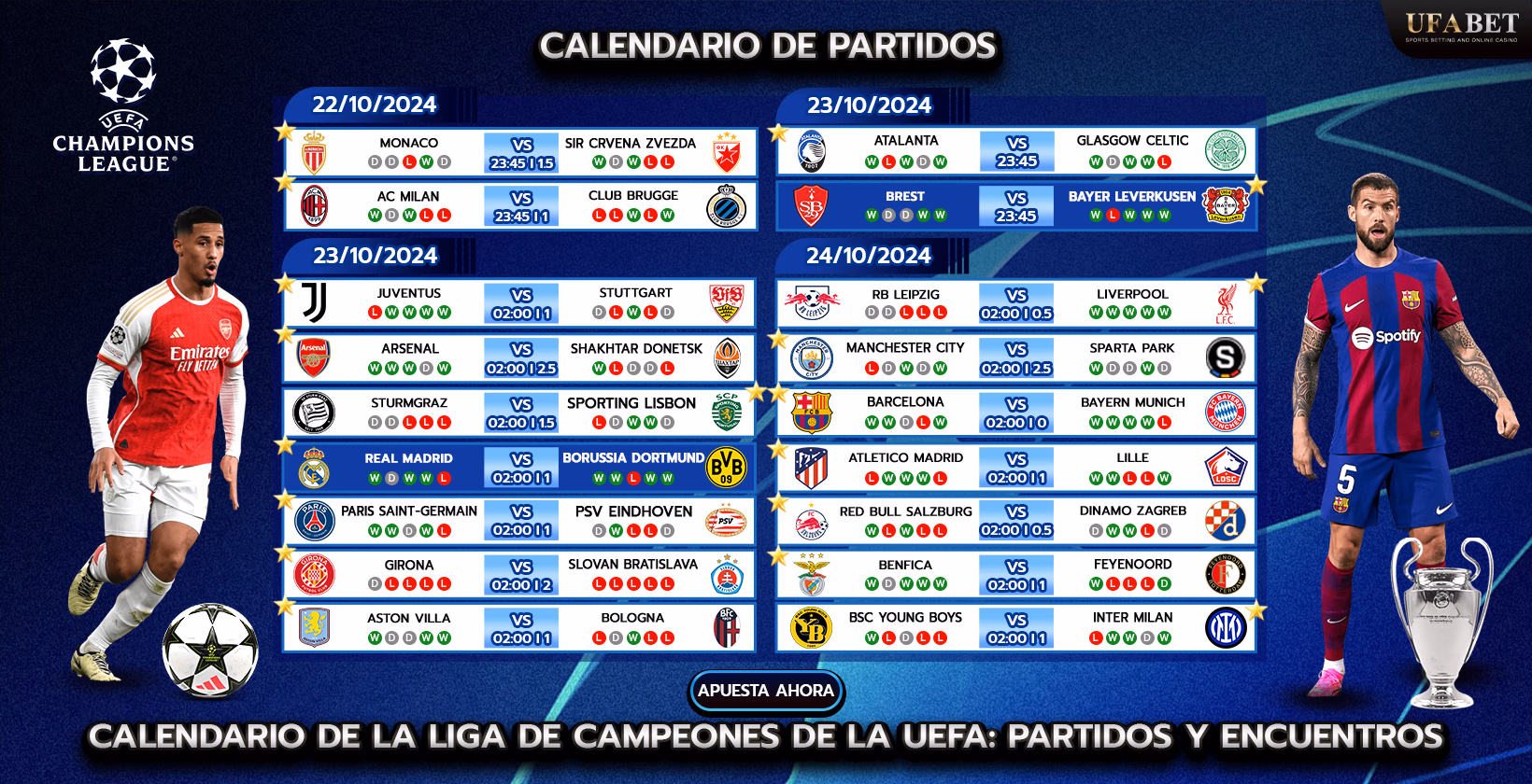 Calendario de competiciones de la Liga de Campeones de la UEFA