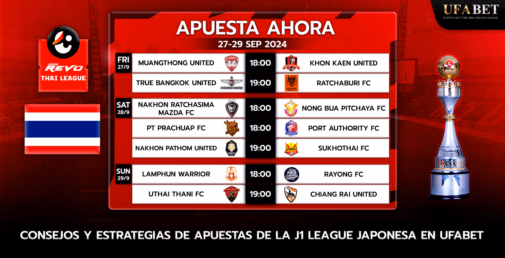 Calendario de partidos de fútbol de la Liga Tailandesa 1