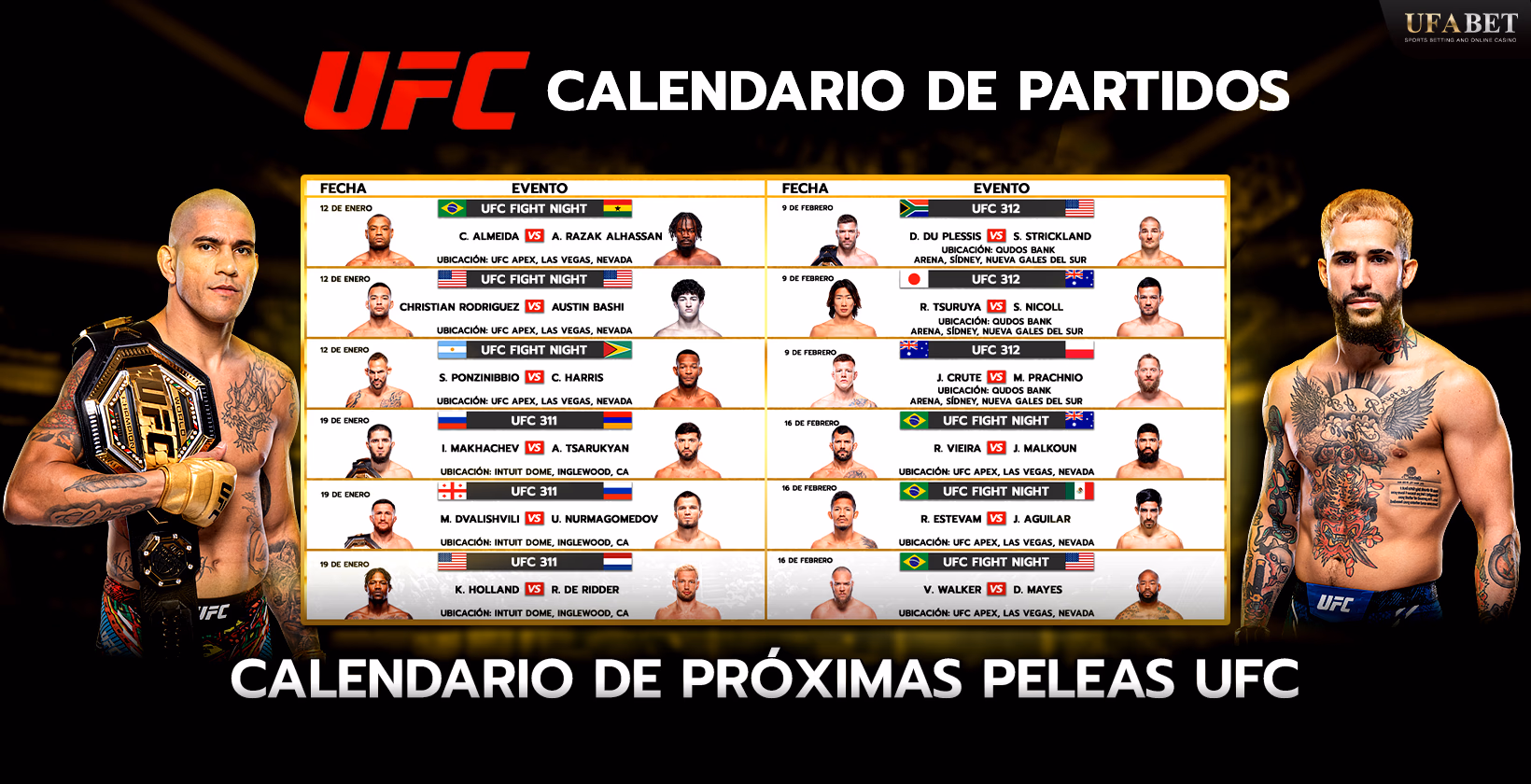 Calendario de Próximas Peleas UFC