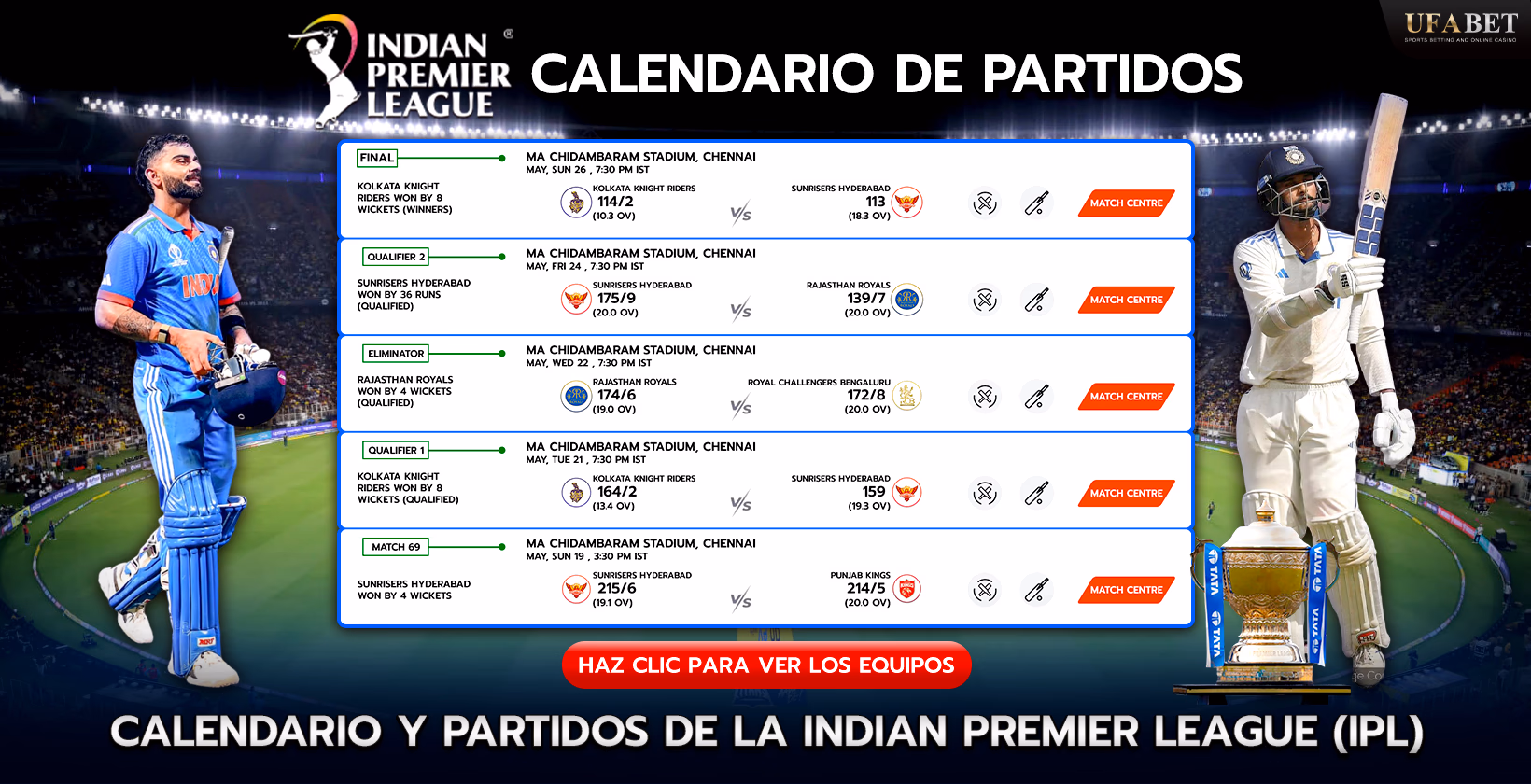 Calendario de Partidos IPL