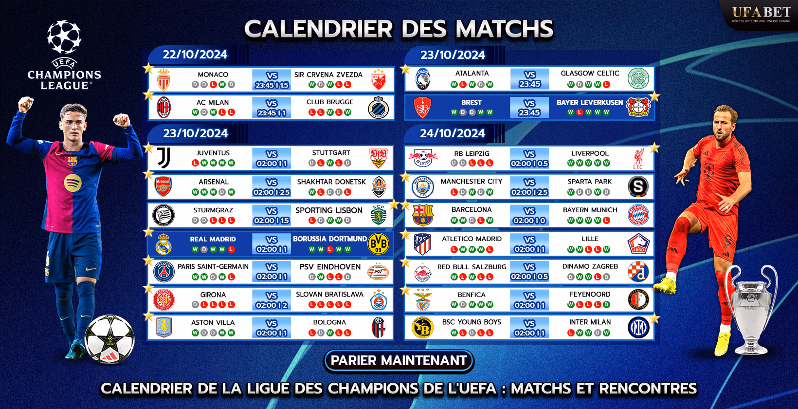 Calendrier des compétitions de l'UEFA Champions League