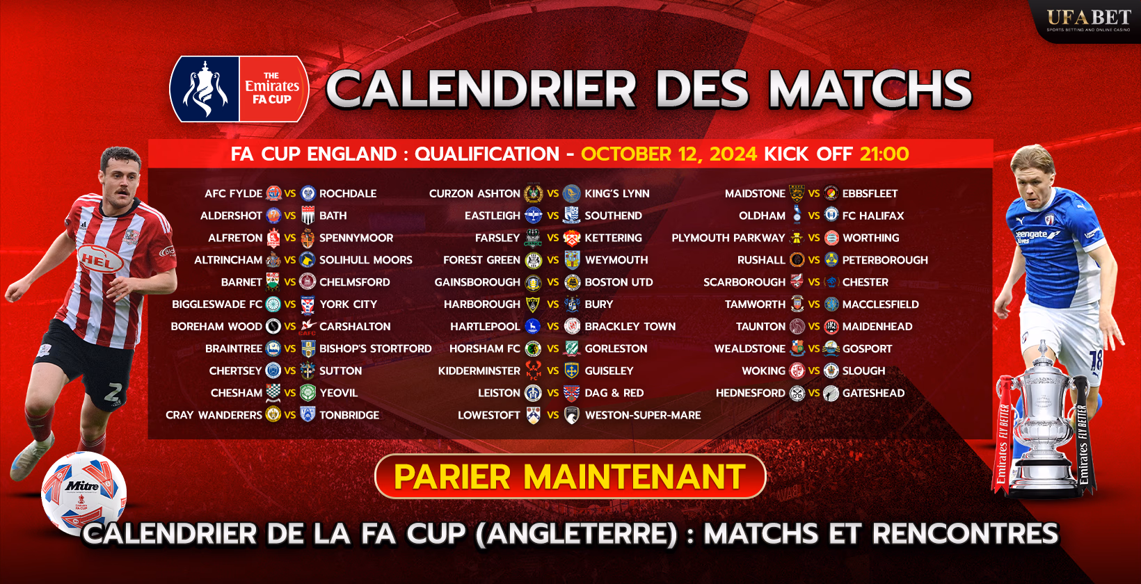 Calendrier des matchs de la FA Cup anglaise