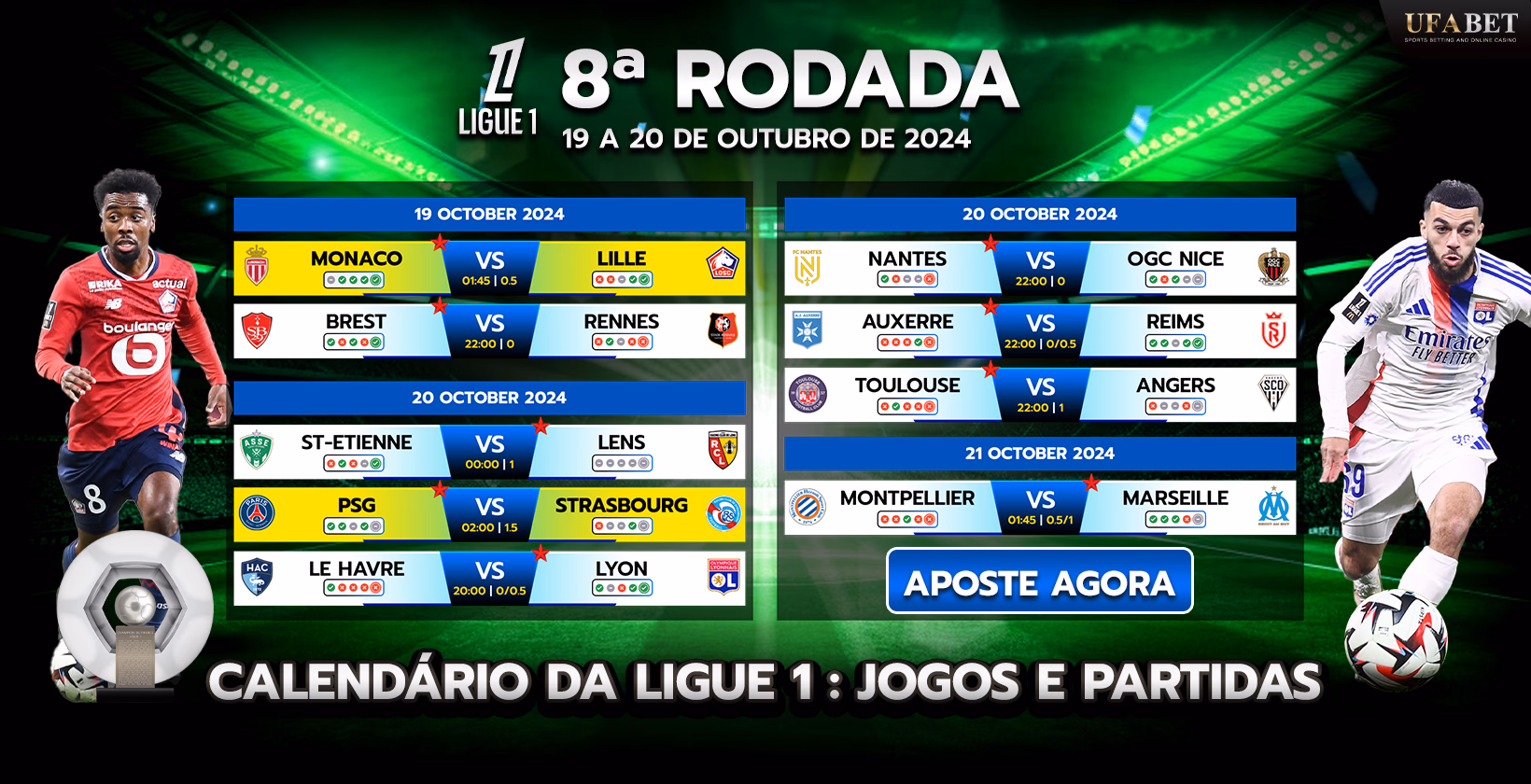 Calendário das competições da Ligue 1 francesa