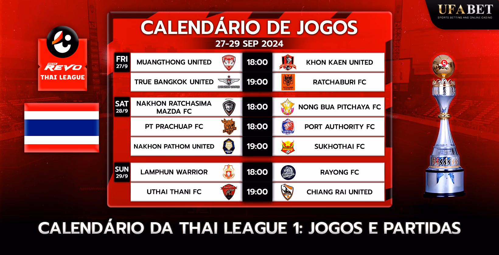 Calendário de jogos de futebol da Liga 1 da Tailândia