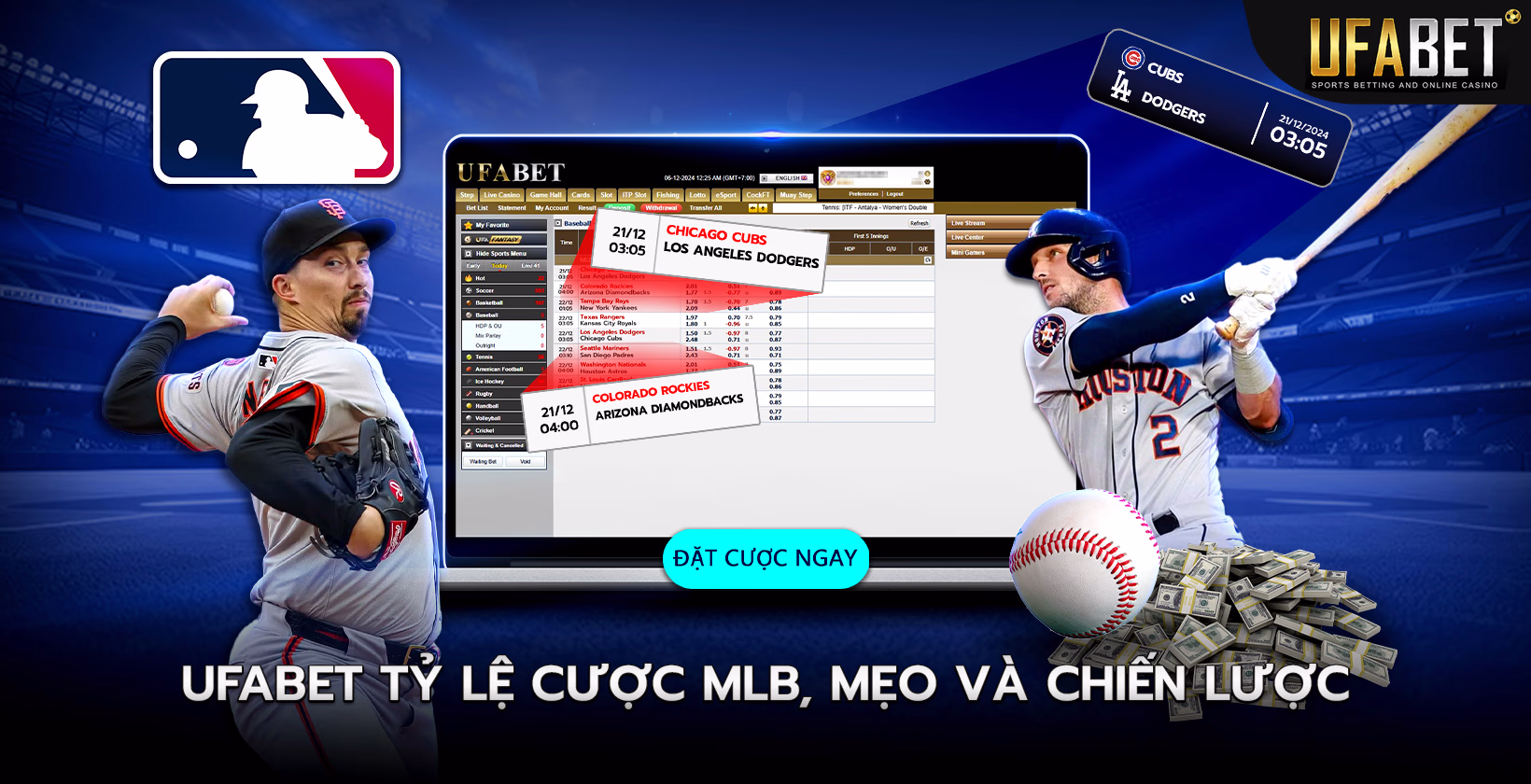 Tỷ lệ cược, mẹo và chiến lược cá cược MLB trên Ufabet