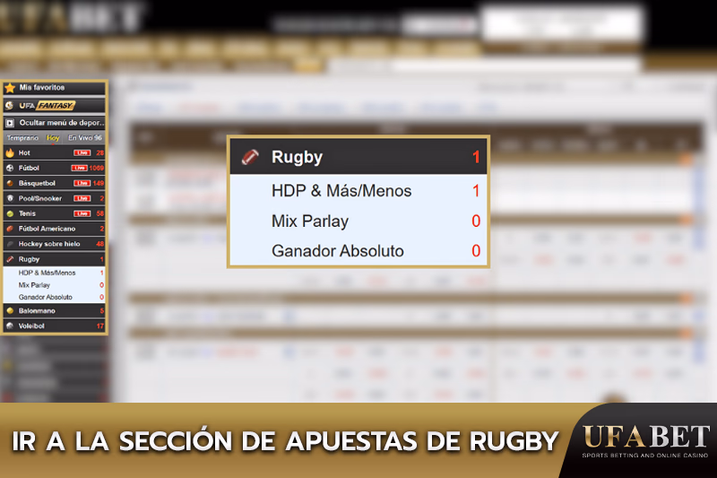 Mostrar opciones de apuestas de rugby