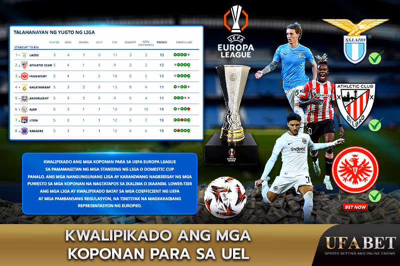 Pag-abante sa UEL, group standings table, Lazio, Athletic Club