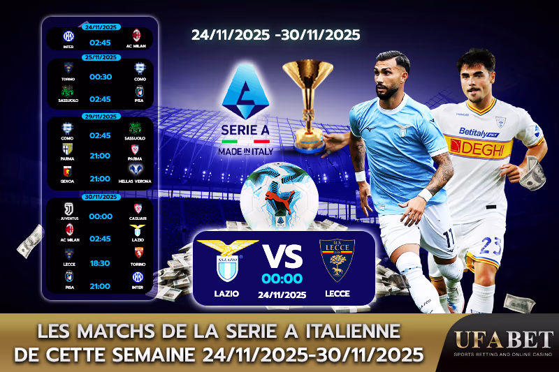 Calendrier des matchs de Serie A cette semaine