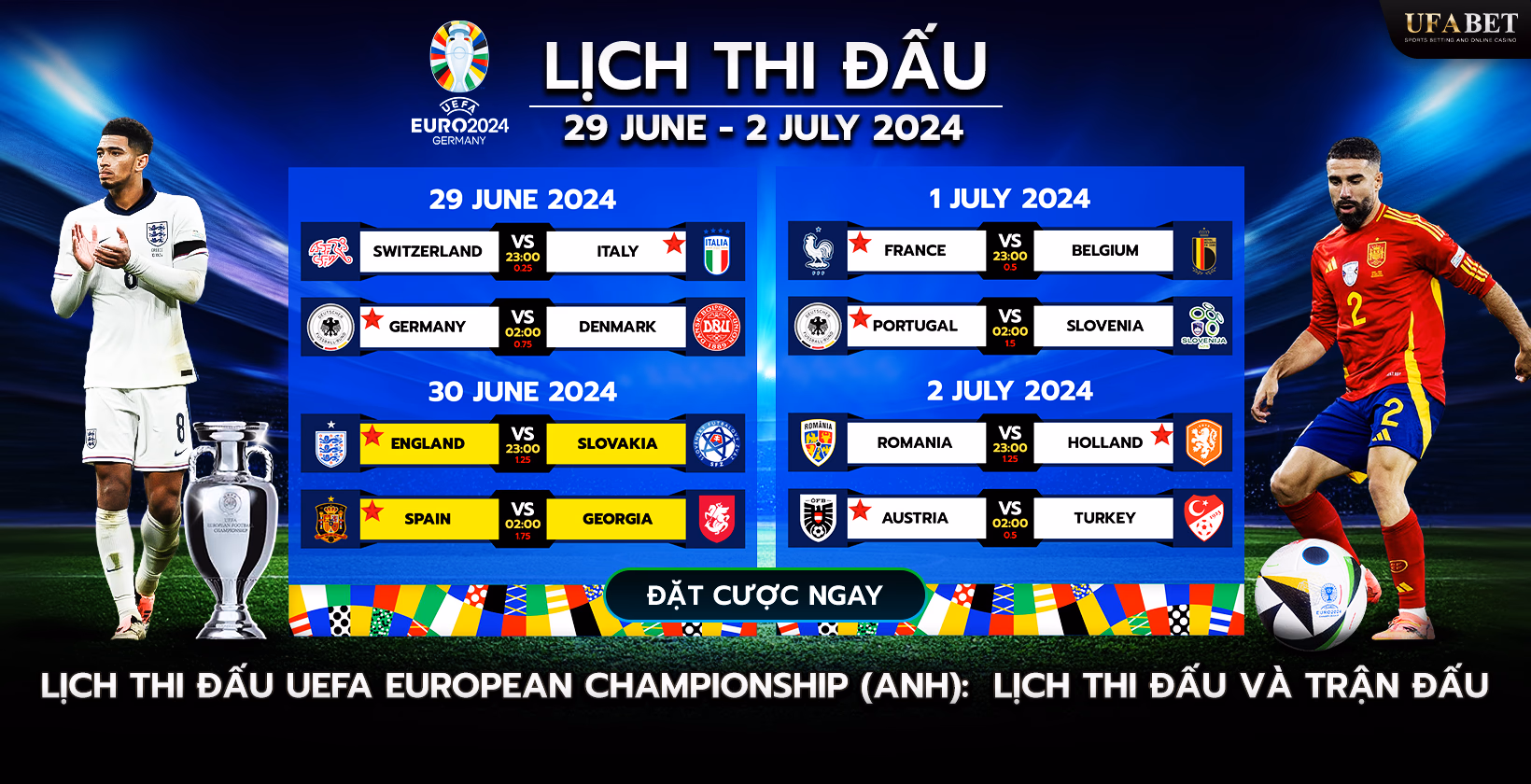 Lịch thi đấu và các trận đấu Euro Cup
