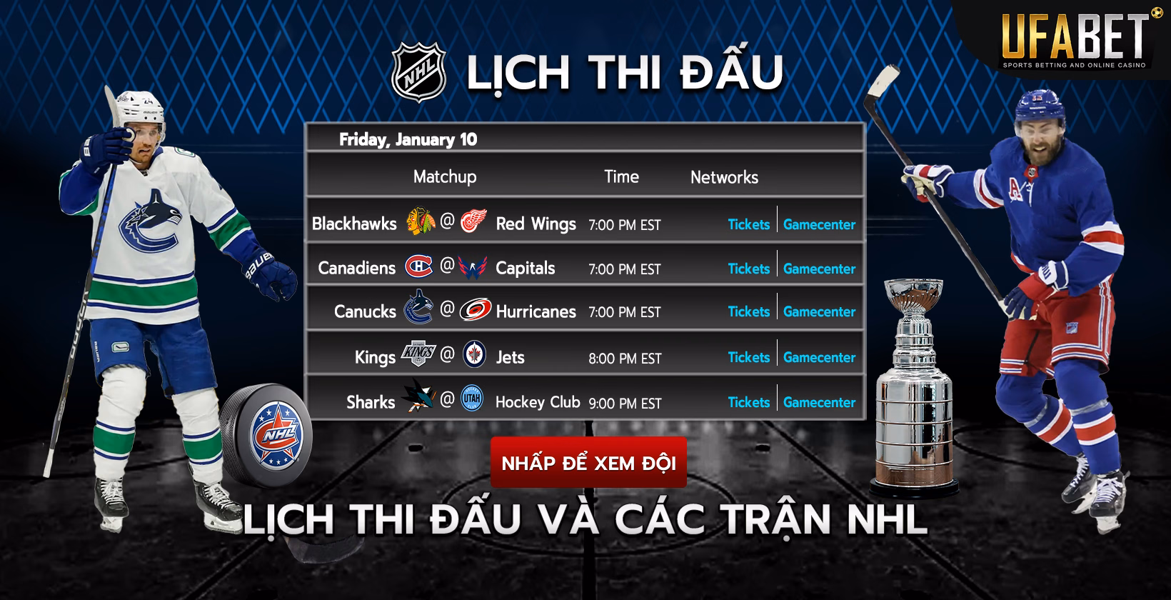 Lịch Thi Đấu NHL
