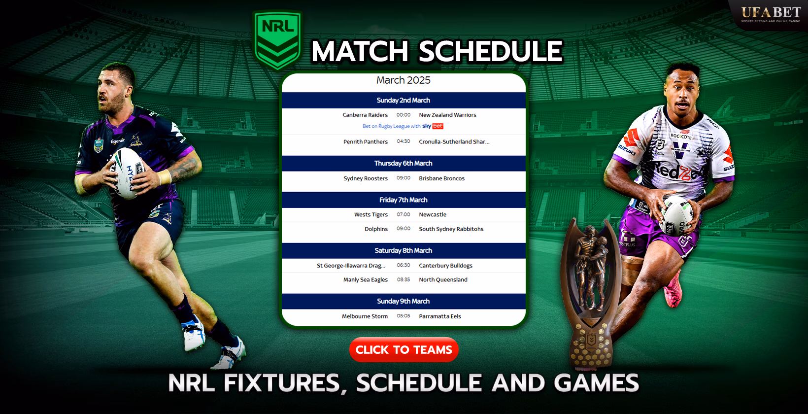 NRL match schedule on UFABET.
