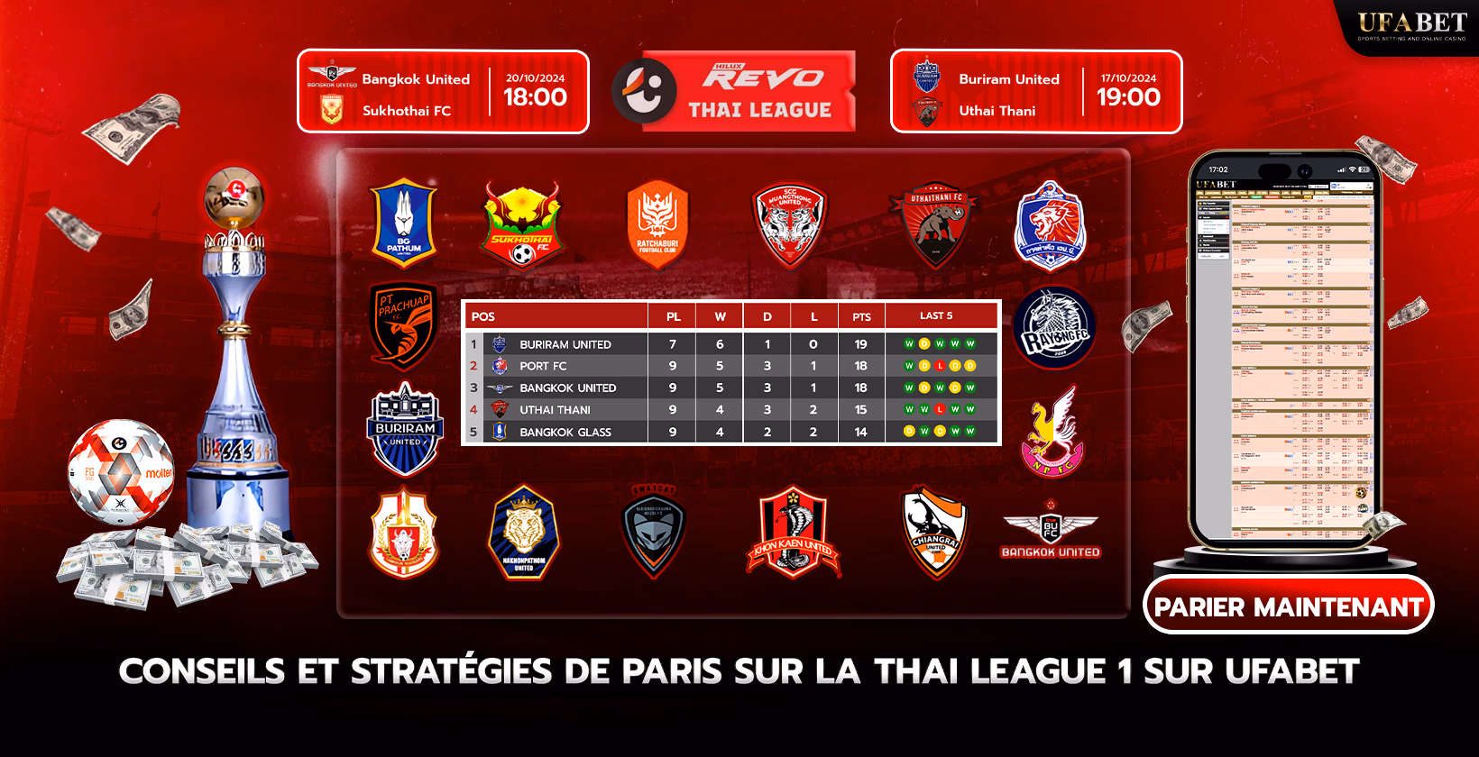 Parier sur la Ligue 1 thaïlandaise