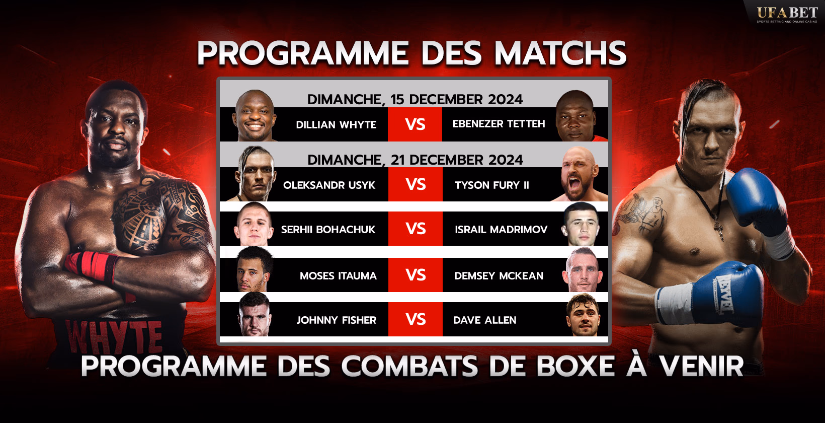 Programme des Combats de Boxe à Venir