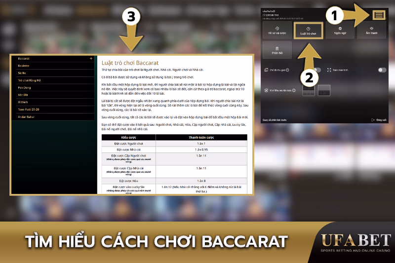 Học Quy Tắc và Các Lựa Chọn Cược của Baccarat