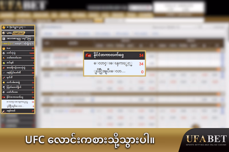 UFC အားကစား လောင်းကစားရွေးချယ်မှုများ