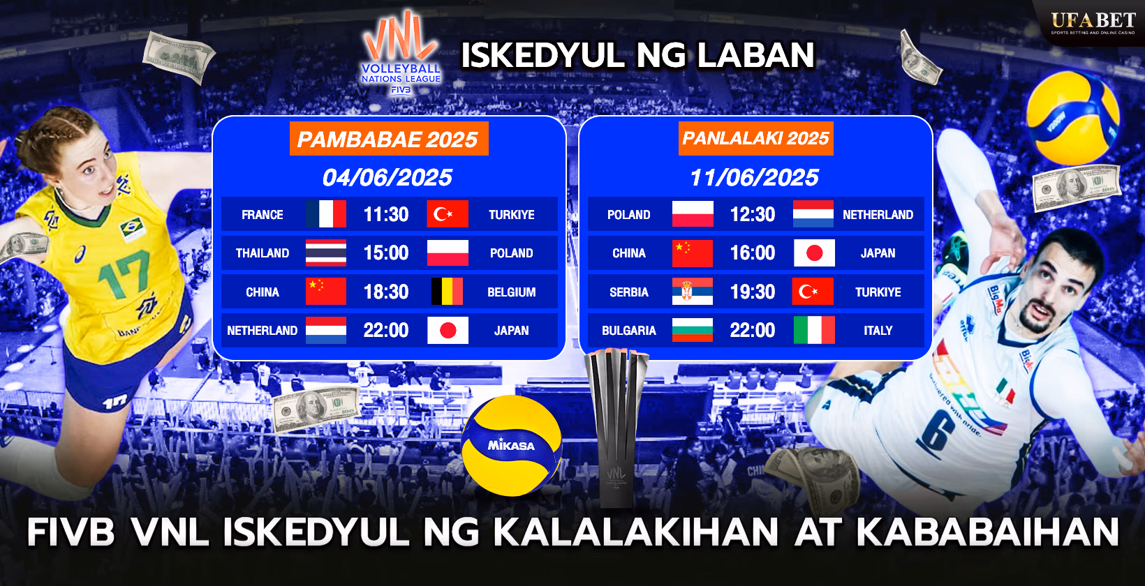 Iskedyul ng Mga Laban sa Kalalakihan at Kababaihan – VNL 2025