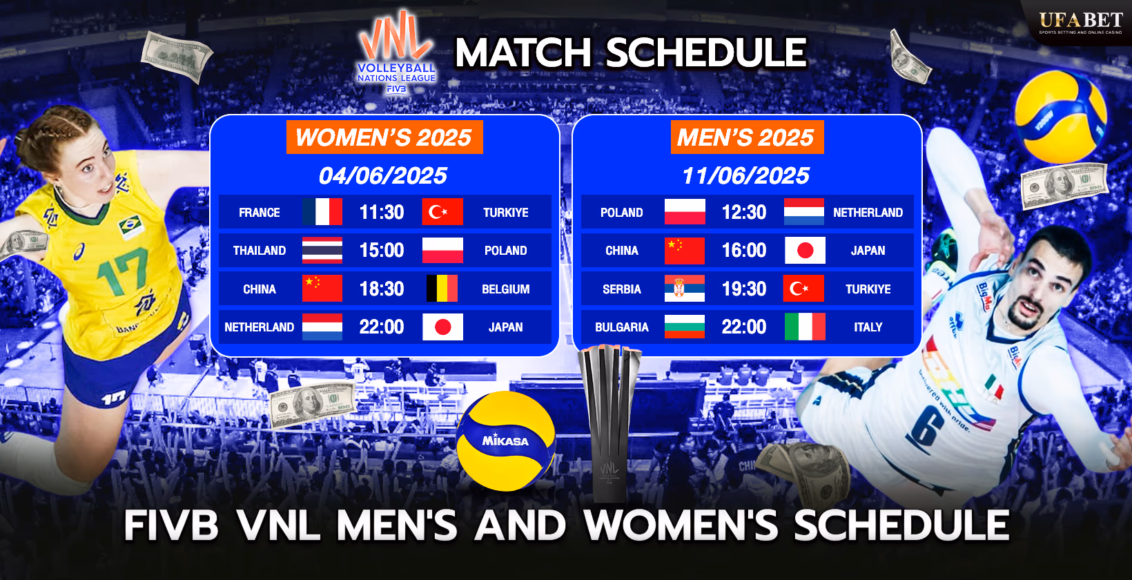 VNL 2025 Men's and Women's Volleyball Competition Schedule