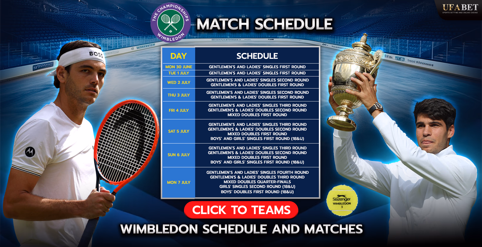 Wimbledon Match Schedule
