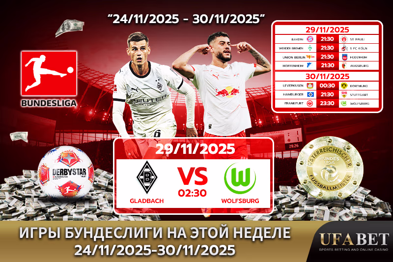 Расписание матчей Бундеслиги на этой неделе