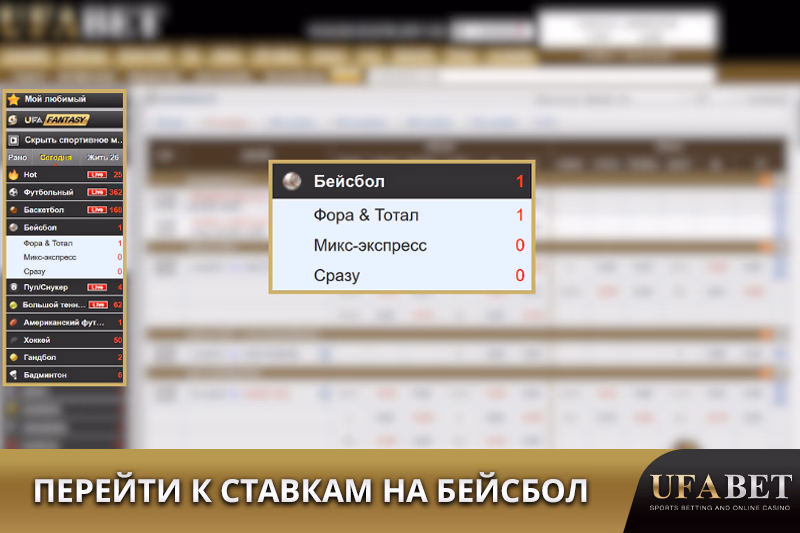 Как делать ставки на бейсбол в UFABET