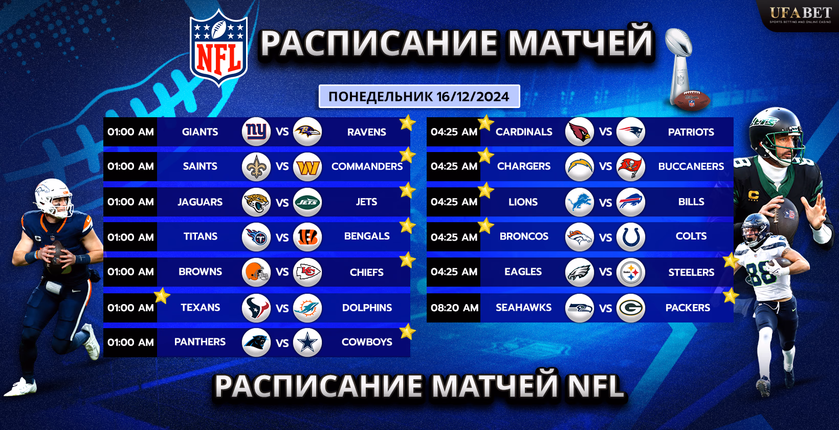 Расписание матчей NFL