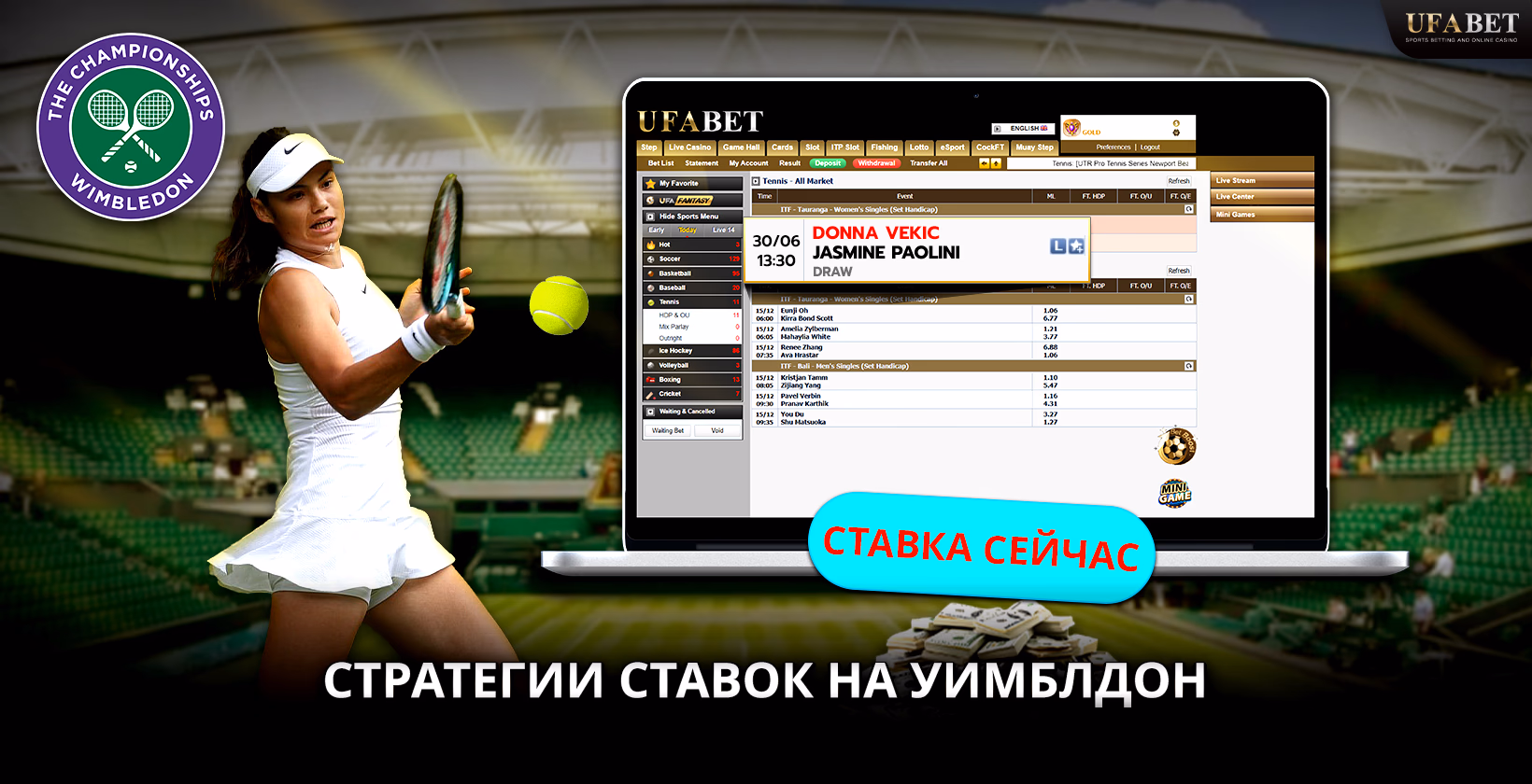 Стратегии ставок на Уимблдон в UFABET