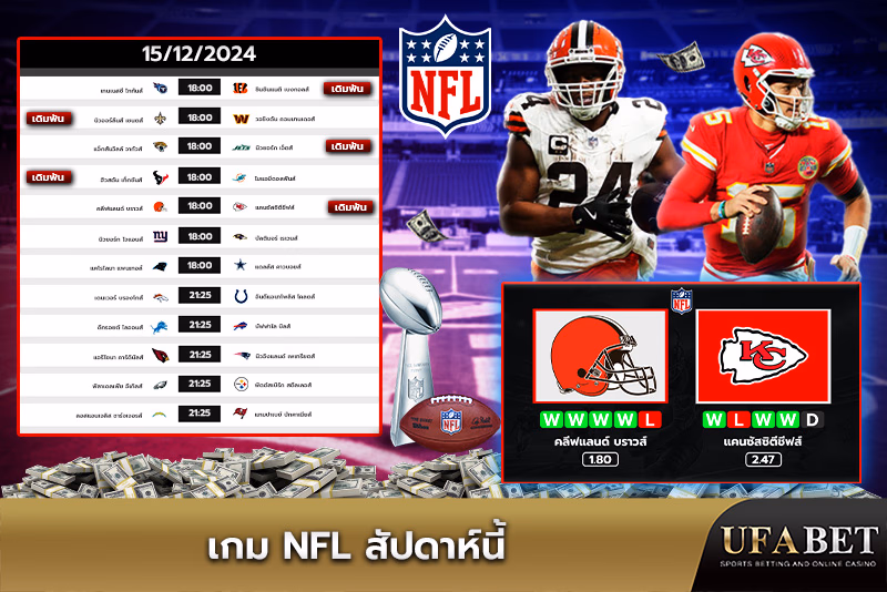 ตารางการแข่งขัน NFL ประจำสัปดาห์นี้
