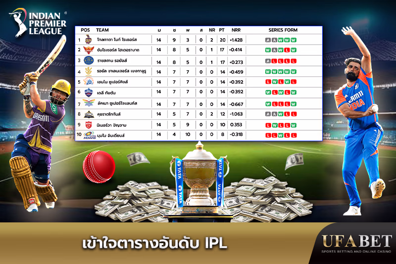 ทำความเข้าใจตารางคะแนน IPL