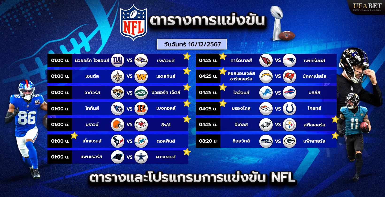 โปรแกรมการแข่งขัน NFL