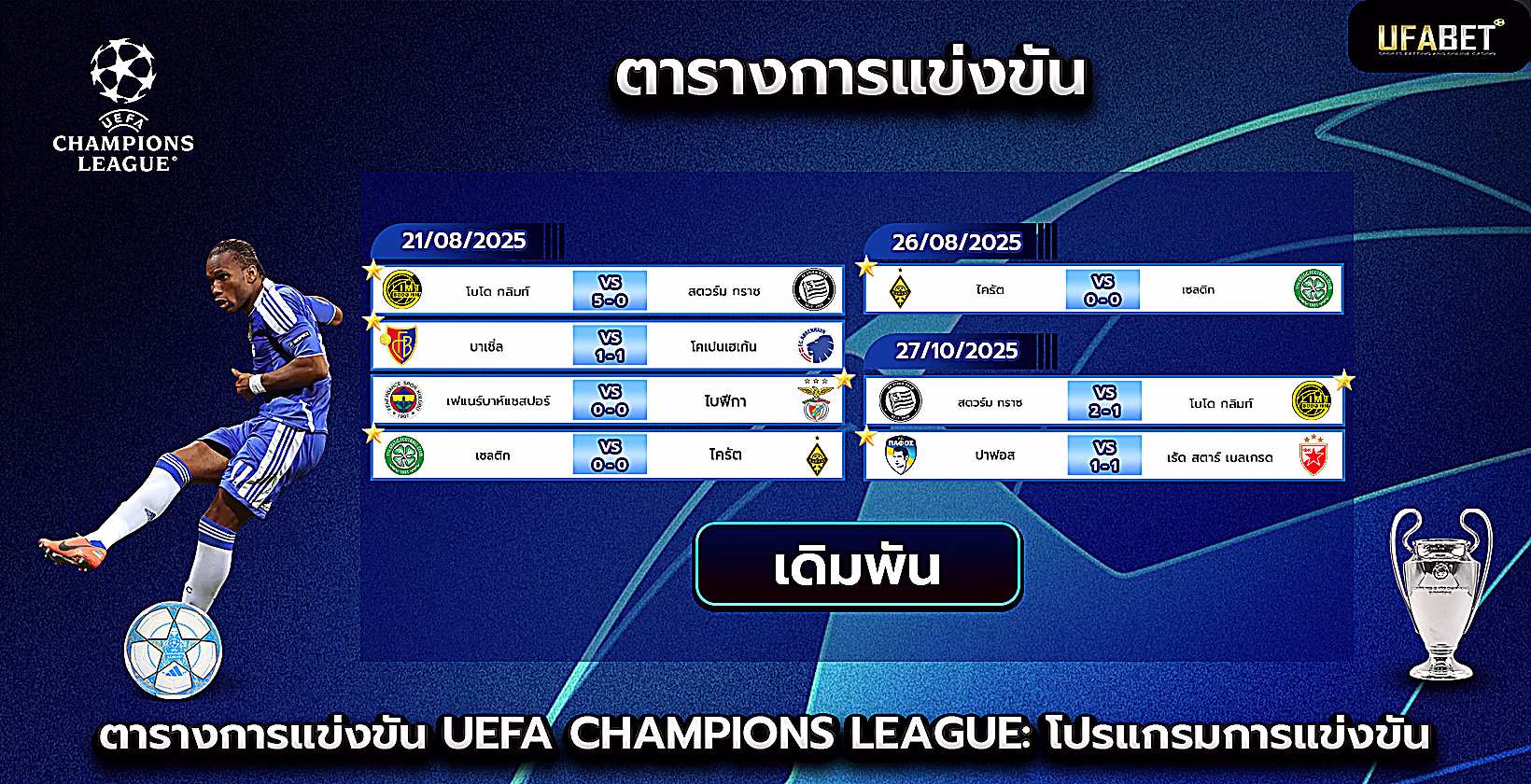 โปรแกรมการแข่งขันและตารางแข่งแชมเปียนส์ลีก