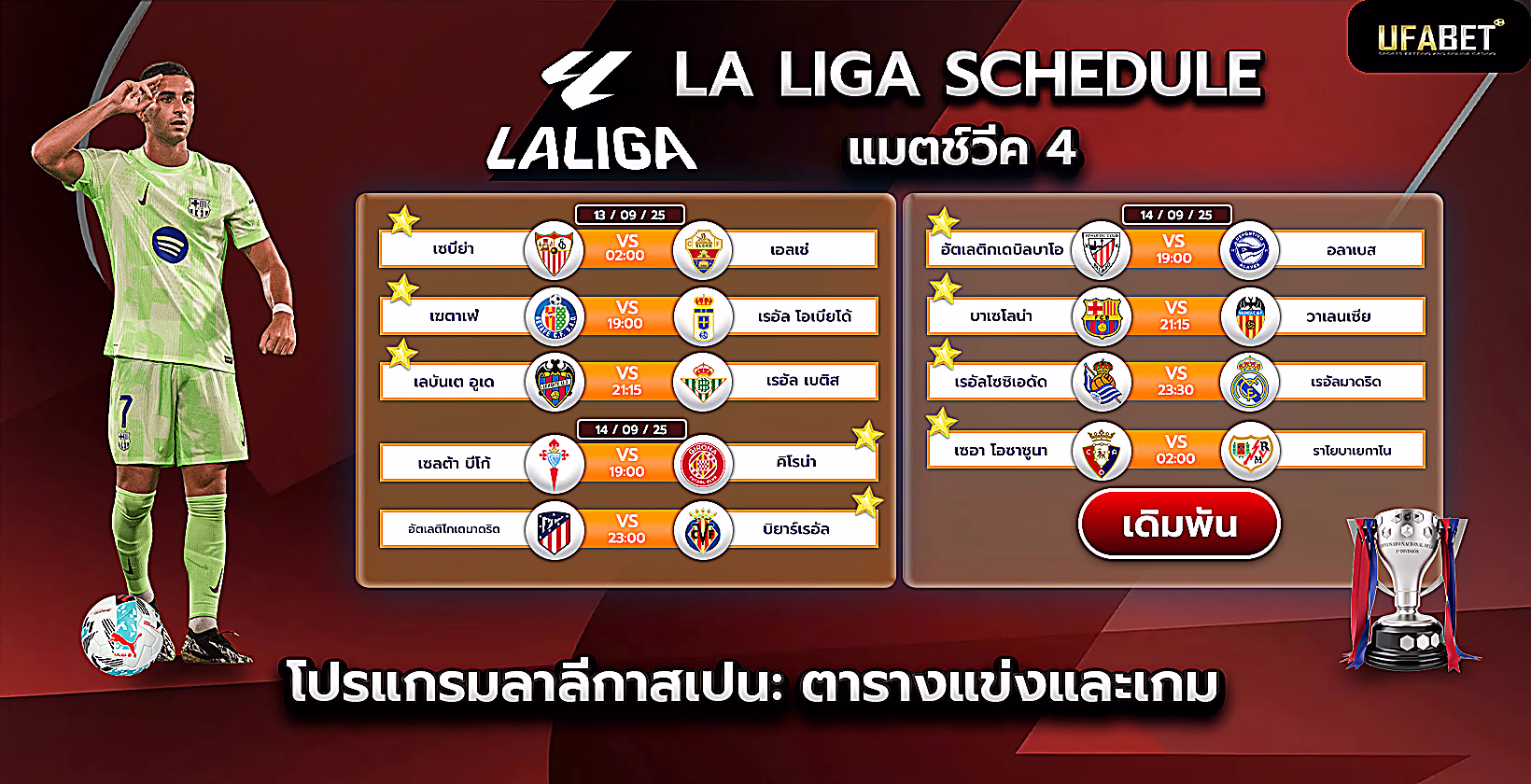 โปรแกรมการแข่งขันและตารางแข่งลาลีกา