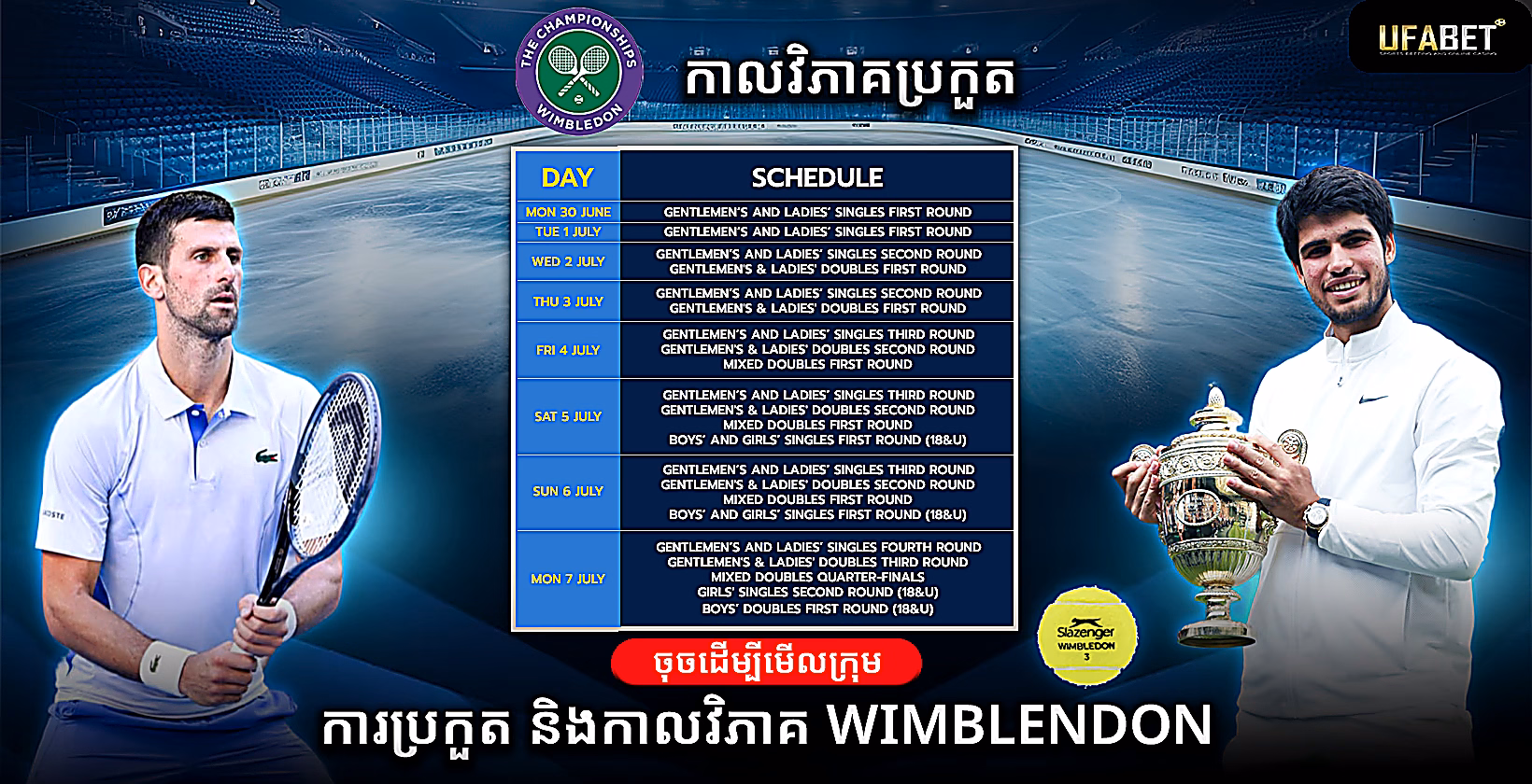 ការប្រកួត និងកាលវិភាគ Wimbledon