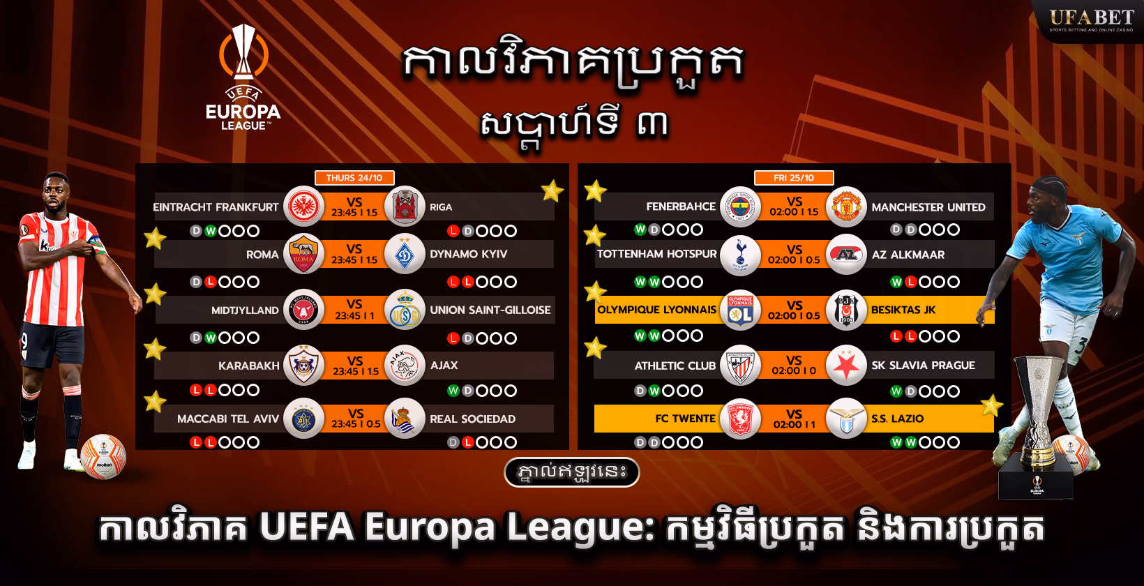 កាលវិភាគប្រកួត UEFA Europa League